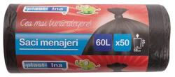 PLASTINA Saci menajeri PLASTINA, 50 bucati, 60 l, gri