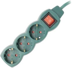Entac Prelungitor ENTAC ESE1.5G3-3-SW-G, 3 prize Shucko, 3m, intrerupator, verde (ESE15G33SWG)