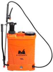 Evotools Pompa de stropit cu acumulator EvoTools ETS, 16 l, lance telescopica inox 52-95 cm, furtun 120 cm, 4 duze, plastic, portocaliu/negru Pulverizator