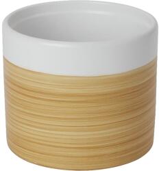 GoodHome Ghiveci rotund GOODHOME, ceramica, 16.8 cm, efect de lemn, alb/maro