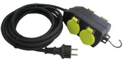 Diall Prelungitor DIALL H07RNF, 4 prize Schuko, 5 m, 1.5 mm, cu agatare, negru