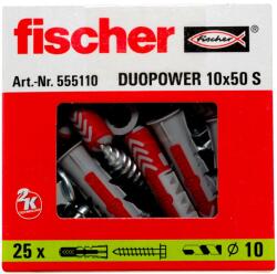 Fischer Diblu nylon duopower 10 x 50 cu holsurub aferent total filetat cu cap hexagonal si saiba Fischer