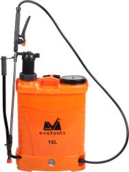 Evotools Pompa de stropit cu acumulator Evotools ETS, 16 l, lance inox 95 cm, furtun 120 cm, bretele reglabile, 4 duze incluse, plastic, portocaliu/negru Pulverizator