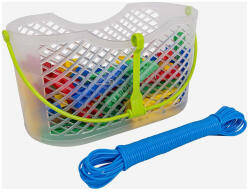 Bo-Camp Set Pegs + Washing line in basket ruhaszárító kötél Ruhaszárító