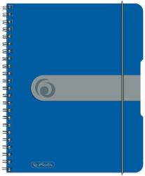 Herlitz spirálfüzet, A5, 80 lap, 80 g/m2, PP borító gumival, 4 perforáció, négyzetrácsos, 2 db, kék (11293750-2)