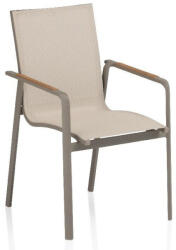 Kettler DIAMOND alumínium rakásolható kerti szék teafa karfával - taupe / bézs