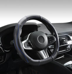 Autolife DW-5056BLD "D" Valódi bőr kormányvédő szellőző lyukacsos Kék betétes mintával (00238) - l-m-s