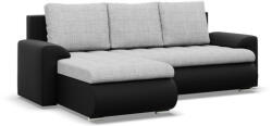 GreenSite Tokio sarokkanapé, 2 ágyneműtartóval, fonott + műbőr, baloldali, szürke - fekete - pepita