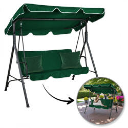  3 személyes kerti hinta ponyvával és 2 párnával, zöld HO01ZIE