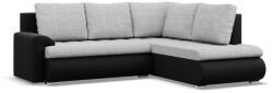 GreenSite Tokio sarokkanapé, L alakú háttámlával, 2 ágyneműtartóval, fonott + műbőr, jobboldali, szürke - fekete
