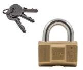 Stanley hengeres sárgaréz lakat, 30mm, 3 kulcsos (S742-045)