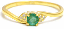  Arannyal Bevont Ezüst Gyűrű Brazil Smaragddal és Fehér Topázzal, XMP157/59