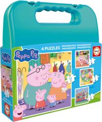 Educa Puzzle pentru copii în servietă Educa 4 în 1 - Purcelușa Peppa (EDU20328) Puzzle
