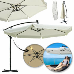  Kerti napernyő SOLAR LED világítással, karral és fodros, krémszínű 3, 5 m. OGP11K