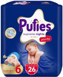 pufies Scutece Pufies Supreme Nights - Pachet Value, mărimea 6 Extra Large, 15+ kg, 26 bucăți (3800024037009)