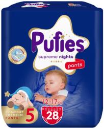 pufies Scutece Pufies Supreme Nights - Pachet Value, mărimea 5 Junior, 12-17 kg, 28 bucăți (3800024036996)