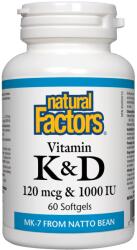 Natural Factors Vitamin К2 & D3, 60 capsule, Natural Factors