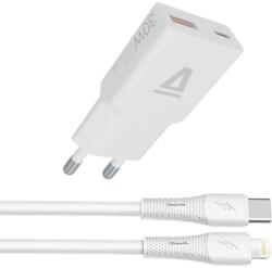 AVAX CH6414 30W GaN töltő és USB-C-Lightning szilikon kábel, fehér