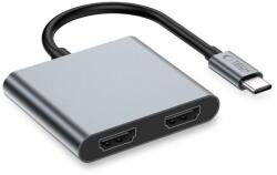 Tech-Protect Cablu de date TECH-PROTECT HB08, USB-C, USB 2.0, 2 x HDMI 4K 60HZ, Gri (5906302368624)