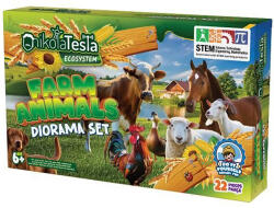 Nikola Tesla Dioramă cu nisip pentru joacă Nikola Tesla - Animale de fermă, 22 piese (3493)