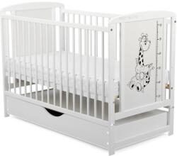 BabyNeeds Patut din lemn cu sertar BabyNeeds Timmi Girafa 120x60cm White (BOTIMG02AL)