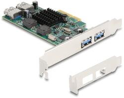 Delock PCI Express x4 kártya - 2 x külső USB 5 Gbps A-típusú és 2 x belső USB 5 Gbps A-típusú kettős csatorna - alacsony profilú formatényező - pcx