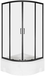 Kerra Aruba 80 GL fekete íves zuhanykabin mélytálcával (ARUBA-80-GL-BL-MAL) - homelux