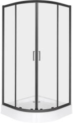 Kerra Aruba 80 fekete íves zuhanykabin Alan tálcával (ARUBA-80-BL-TRAY) - geminiduo