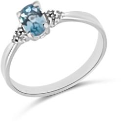 ÉkszerM Fehérarany Briliáns és Topáz Köves Gyűrű (méret: 52) AU 96744