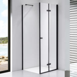 STUXI Verona Black 100x100 cm szögletes csuklóajtós zuhanykabin, 6 mm vízlepergető üveggel, fekete elemekkel (TL-6107B-100-TL-6108B-100)