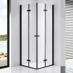 STUXI Verona Duo Black 80x80 cm szögletes két csuklóajtós zuhanykabin, 6 mm vízlepergető üveggel, fekete (TL-6107B-80-TL-6107B-80)