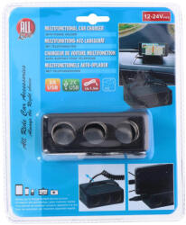 ALL Ride 3-as szivargyújtó elosztó - USB, 3A, 12/24V
