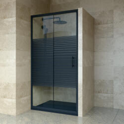 Welland SD-100 elhúzható zuhanyajtó - 100 cm - fekete profil / dekorbetét