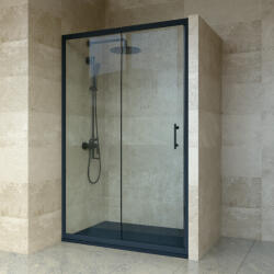 Welland SD-120 elhúzható zuhanyajtó - 120 cm - fekete profil - miniwebshop