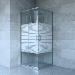 Welland SQ-8080 zuhanykabin elhúzható ajtóval - 80 x 80 cm - króm profil / dekorbetét - miniwebshop