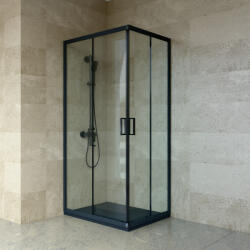 Welland RE-7090 zuhanykabin elhúzható ajtóval - 70 x 90 cm - fekete profil