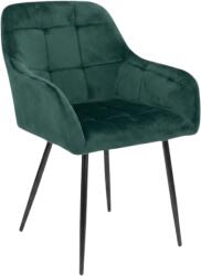  Sötétzöld LOREN VELVET étkezőszék fekete lábakkal
