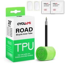 Cyclami 30G 622 x 18-32 országúti TPU belső gumi, FV45 (45 mm hosszú presta szeleppel), zöld