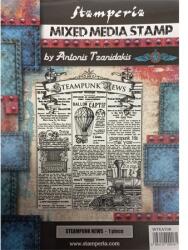 STAMPERIA Pecsételő készlet gumi 15x20cm, vegyes steampunk újságpapír (WTKAT08)