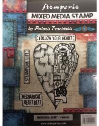 STAMPERIA Pecsételő készlet gumi 15x20cm, vegyes steampunk szív (WTKAT04)