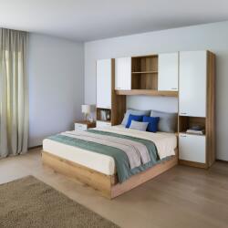 TEMPO KONDELA Pat cu extensie, 160x200, alb luciu înalt HG, MILAGA