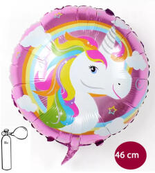 Mezőfi Team Kft Unikornis fej, gömb, rózsaszín, 46 cm fólia lufi, csomagolt