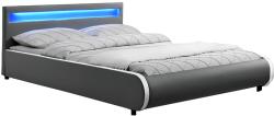 Ramely Pat matrimonial cu RGB LED iluminare, gri, 160x200, DULCEA