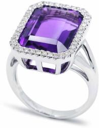 White & Black Aura ametiszt gyűrű gyémántokkal (AU13871)