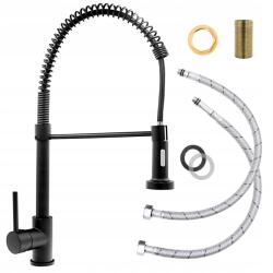 Gamma Konyhai Csaptelep Kihúzható Spirál Kifolyócsővel, Fekete (BSL-bk)