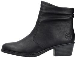 Rieker Botine dama, negru, casual, piele ecologica, cu toc, Rieker 75556-00-Negru (Marime: 40) (75556-00-Negru-40)