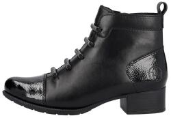 Rieker Botine dama, negru, casual, piele naturala, imblanite, cu toc, Rieker 78655-00-Negru (Marime: 40) (78655-00-Negru-40)