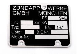 MOGA Típusazonosító tábla Blanko MOGA Zündapp Mopedhez, C, CS, CX, Hai, KS, GTS, M, ZD MOGA Vázak, idomok, kiegészítők Idomok, burkolat elemek