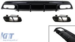 KITT Hátsó lökhárító diffúzor kipufogóvégekkel, fekete, MERCEDES W176 A-osztály (2013-2018) modellekhez, A45 facelift dizájn, szénszálas Alkalmas: Mercedes A-osztály W176 facelift előtti és facelift m (COR