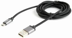 Gembird Micro Usb kábel textilfonattal/1, 8 m/fekete (CCB-mUSB2B-AMBM-6)